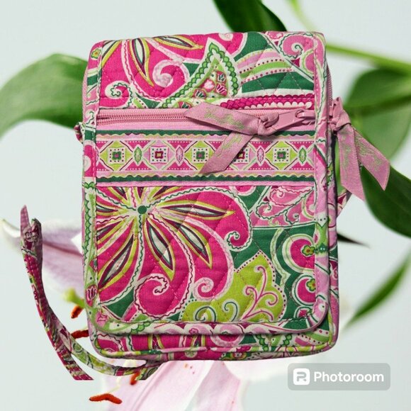 Vera Bradley Handbags - Vera Bradley Crossbody Bag Purse Mini Hipster Pinwheel Pink Preppy EUC